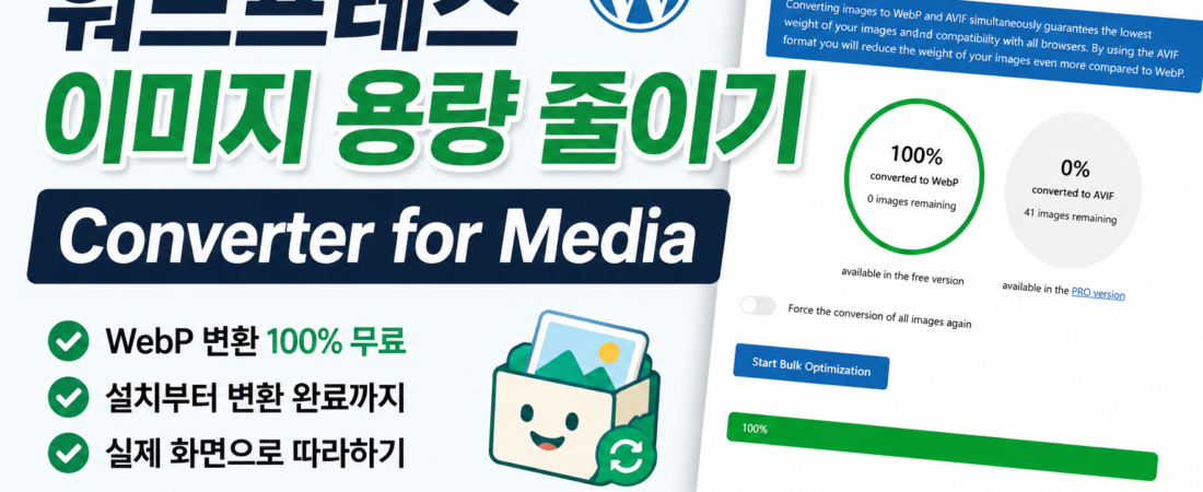워드프레스 이미지 용량 줄이기: Converter for Media 무료 사용법