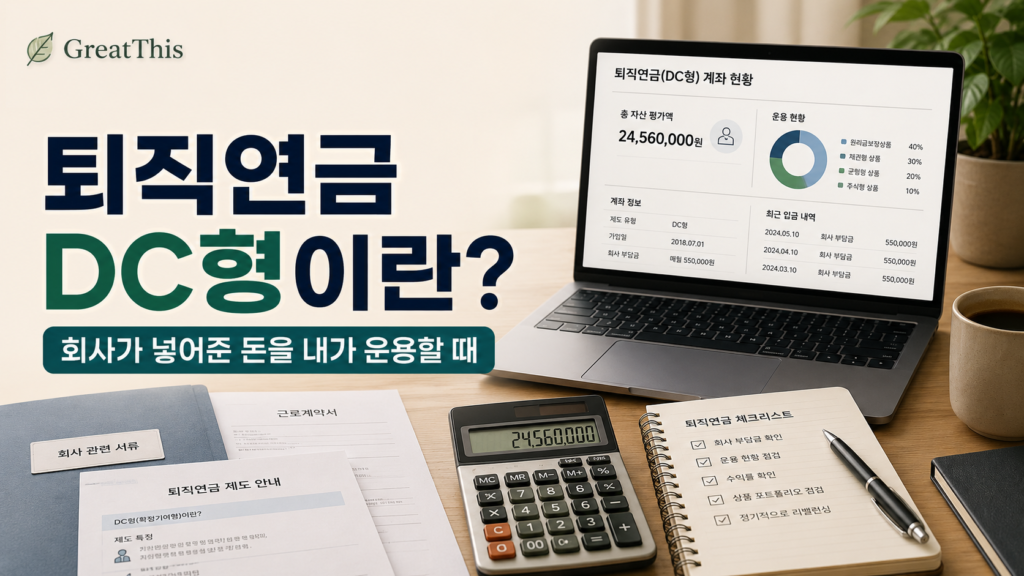 퇴직연금 DC형의 기본 구조와 회사 부담금 운용 방식을 설한 이미지
