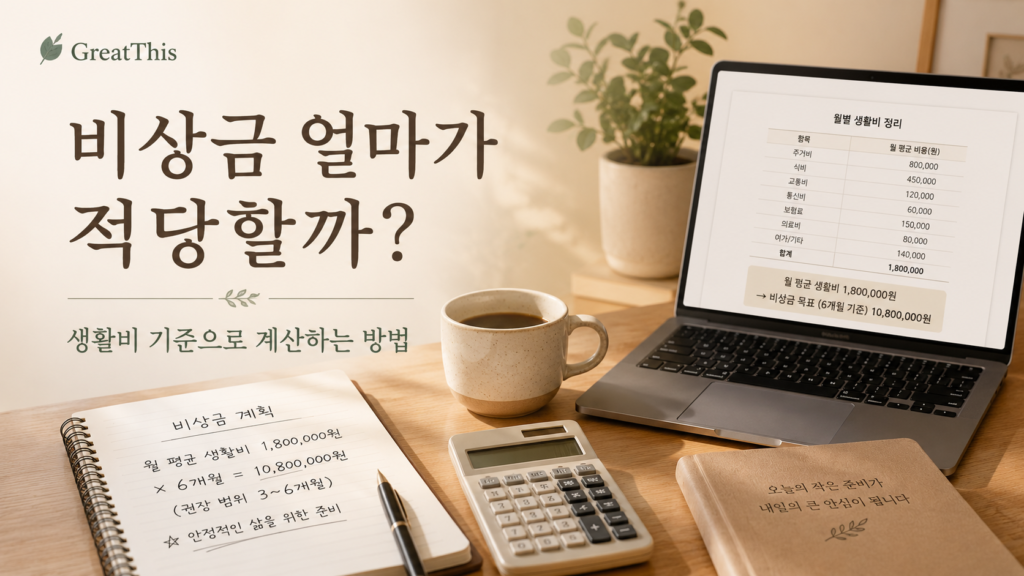 비상금 얼마가 적당한지 생활비 기준으로 계산하는 GreatThis 생활정보 글 썸네일