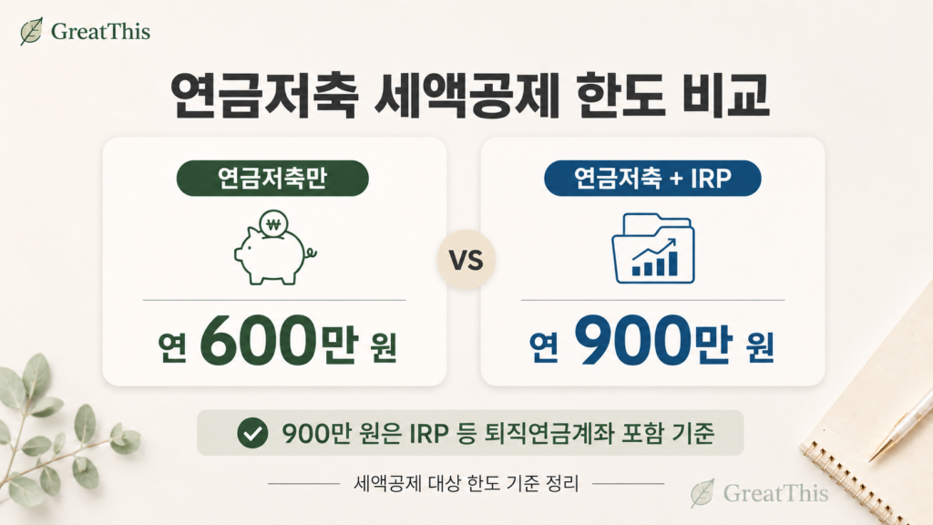 연금저축 세액공제 한도 600만 원과 IRP 포함 900만 원 비교