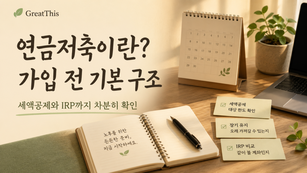 연금저축 가입 전에 세액공제와 기본 구조를 확인하는 GreatThis 생활금융 썸네일