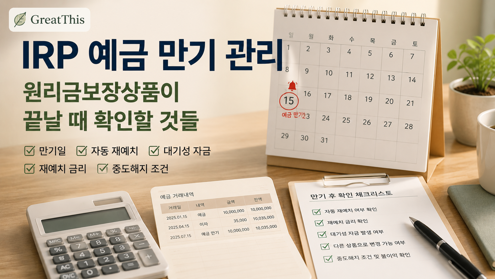 IRP 예금 만기 관리, 원리금보장상품이 끝날 때 확인할 것들