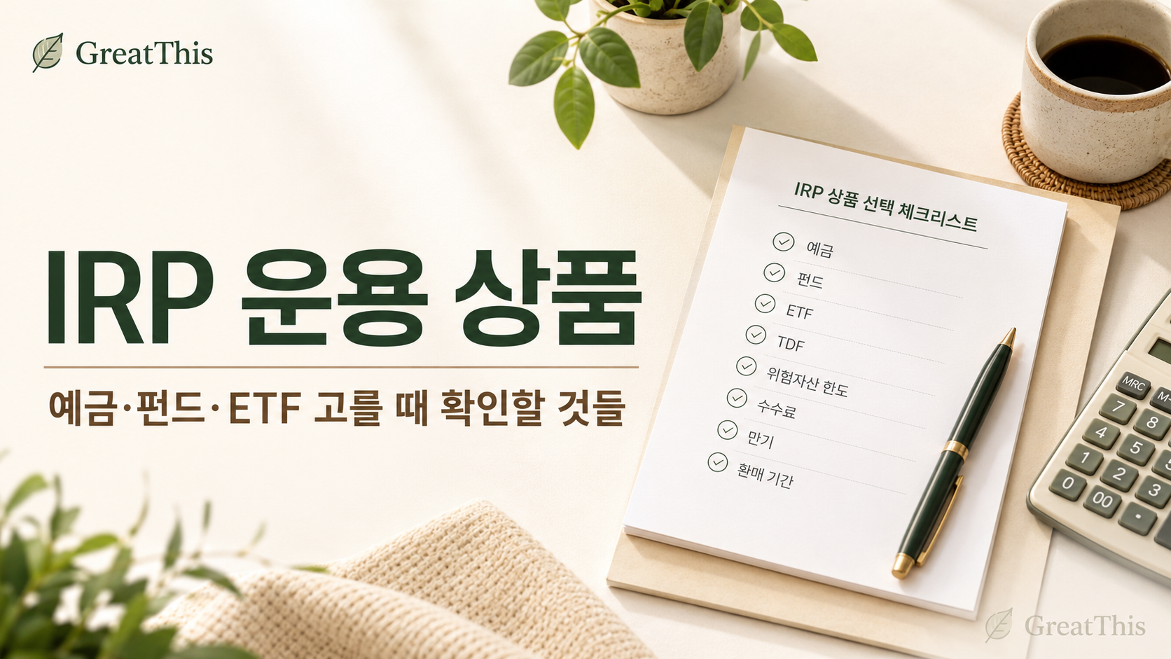 IRP 운용 상품, 예금·펀드·ETF를 고를 때 확인할 것들