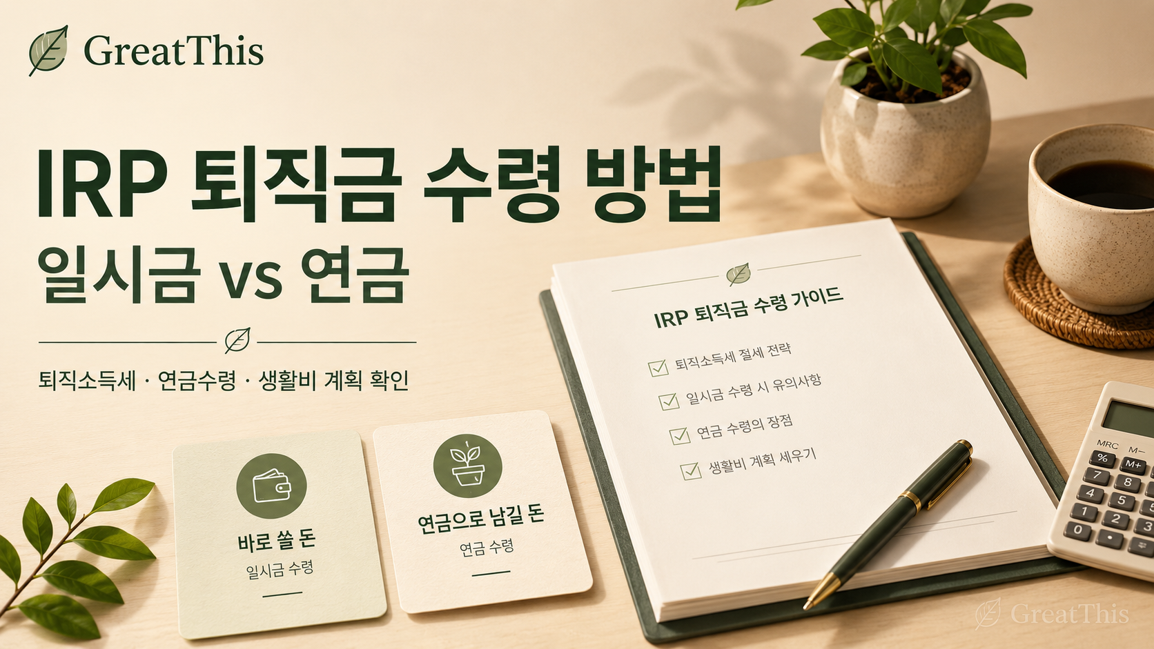 IRP 퇴직금 수령 방법, 일시금과 연금으로 받을 때 확인할 것들