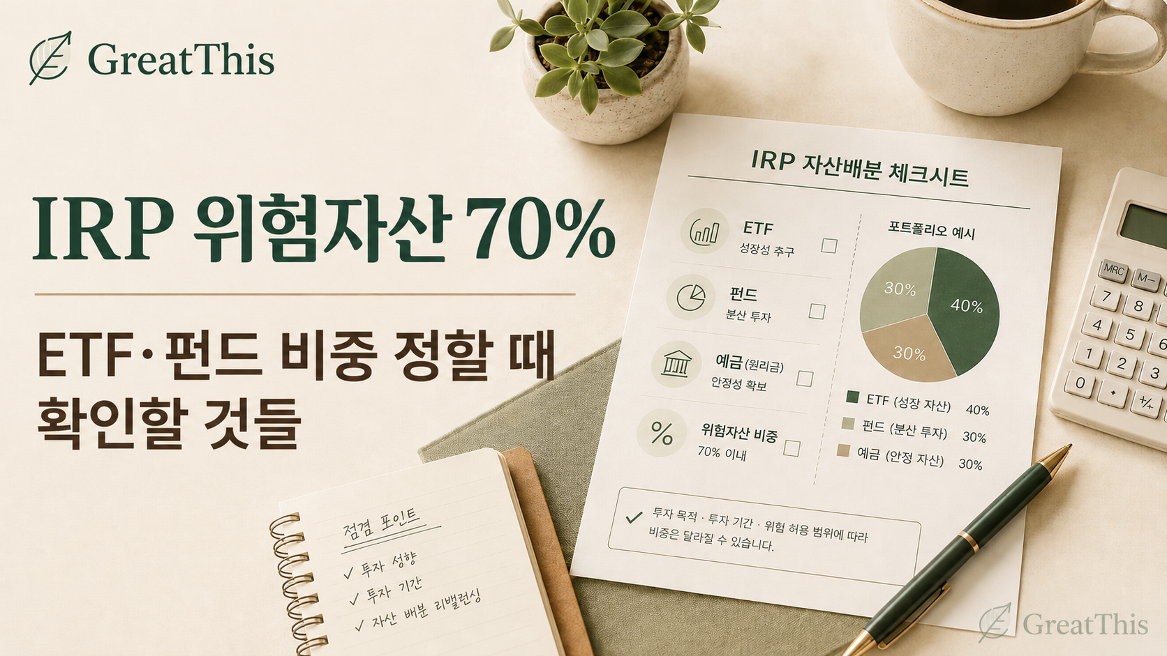 IRP 위험자산 70%, ETF·펀드 비중을 정할 때 확인할 것들