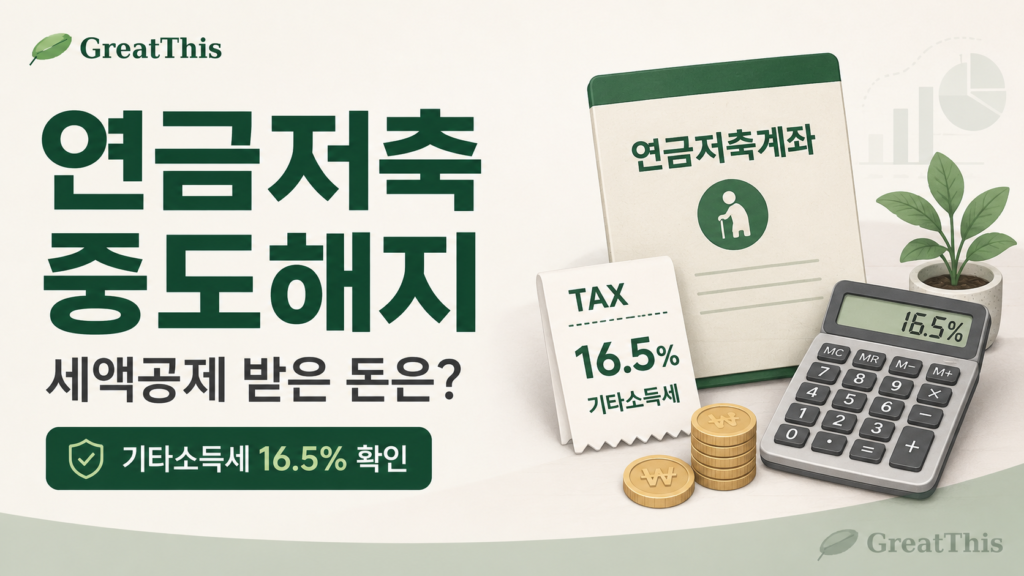 연금저축 중도해지 시 세액공제 받은 돈과 기타소득세 확인