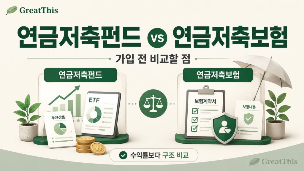 연금저축펀드와 연금저축보험 차이를 비교하는 썸네일