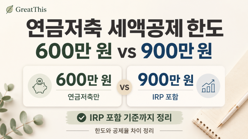 대표 썸네일: 연금저축 세액공제 한도 600만 원과 900만 원 차이 정리
