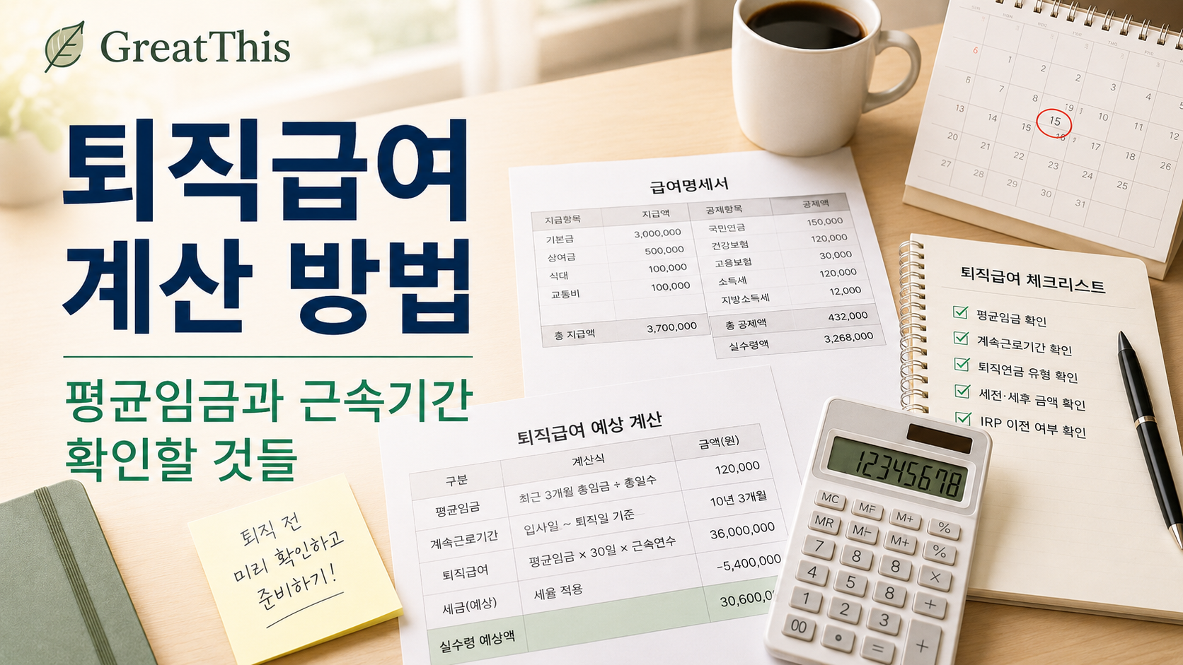 퇴직급여 계산 방법, 평균임금과 근속기간 확인할 것들