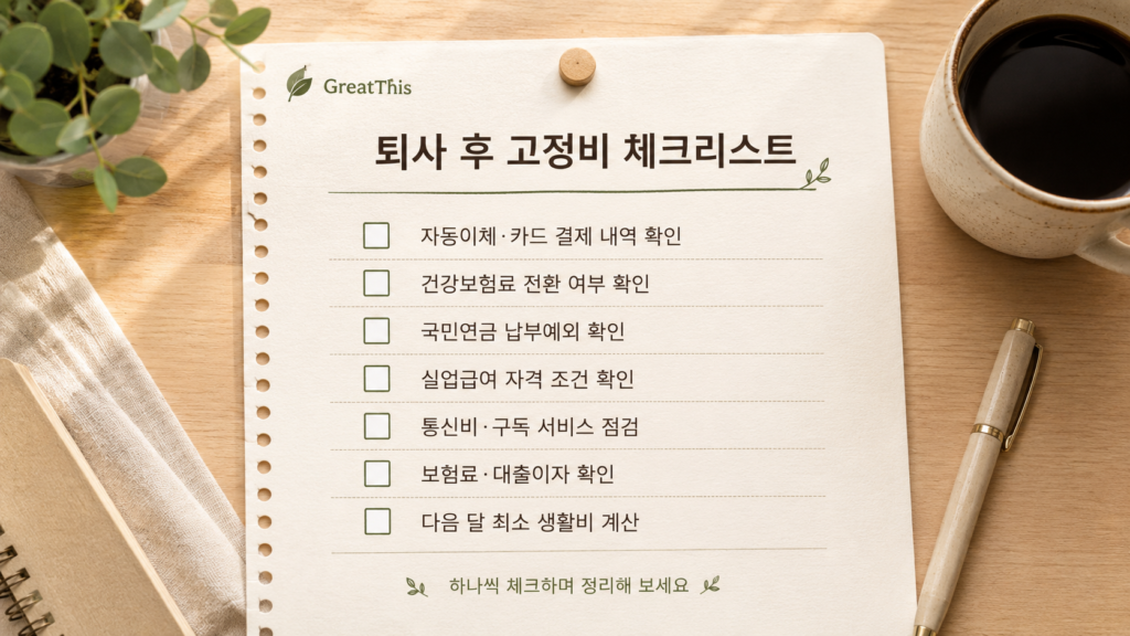 퇴사 후 고정비 체크리스트를 정리한 GreatThis 본문 이미지